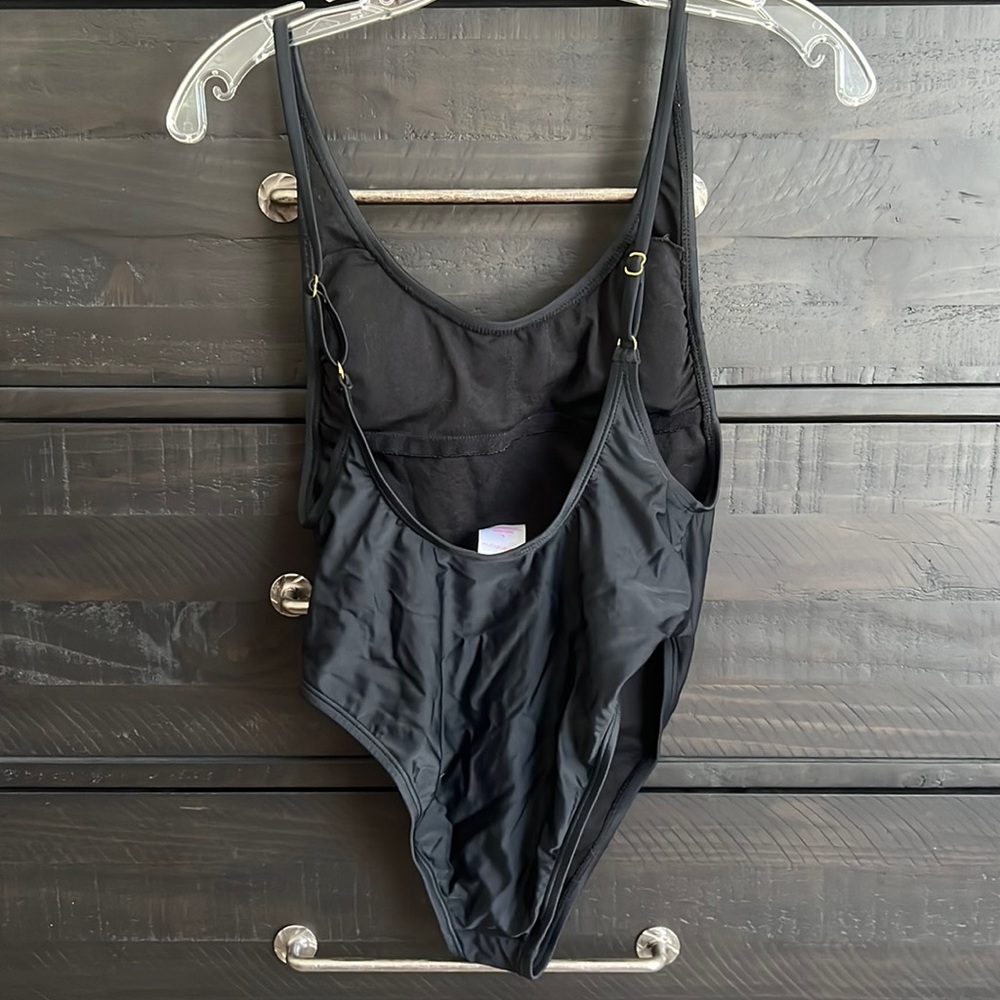 Xhilaration Black One Piece Low Back Swimsuit